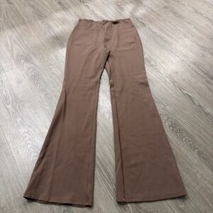 Halara Flex Sculptknit Pants Womens Small Brown Pull On Flare Workwear Modern
